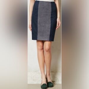 Shades of Grey by Micah Cohen Suede Blue & Grey Panel Pencil Skirt Office Sz 6